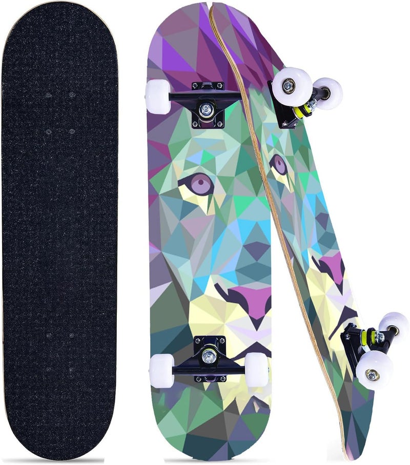 asktom Skateboards for Beginners Kids Boys Girls and Adults 31"x8" Pro Complete Skateboard 8 Layers Maple Wood, Double Kick Concave, Fascinating Cool, Solid&Durable - Image 1